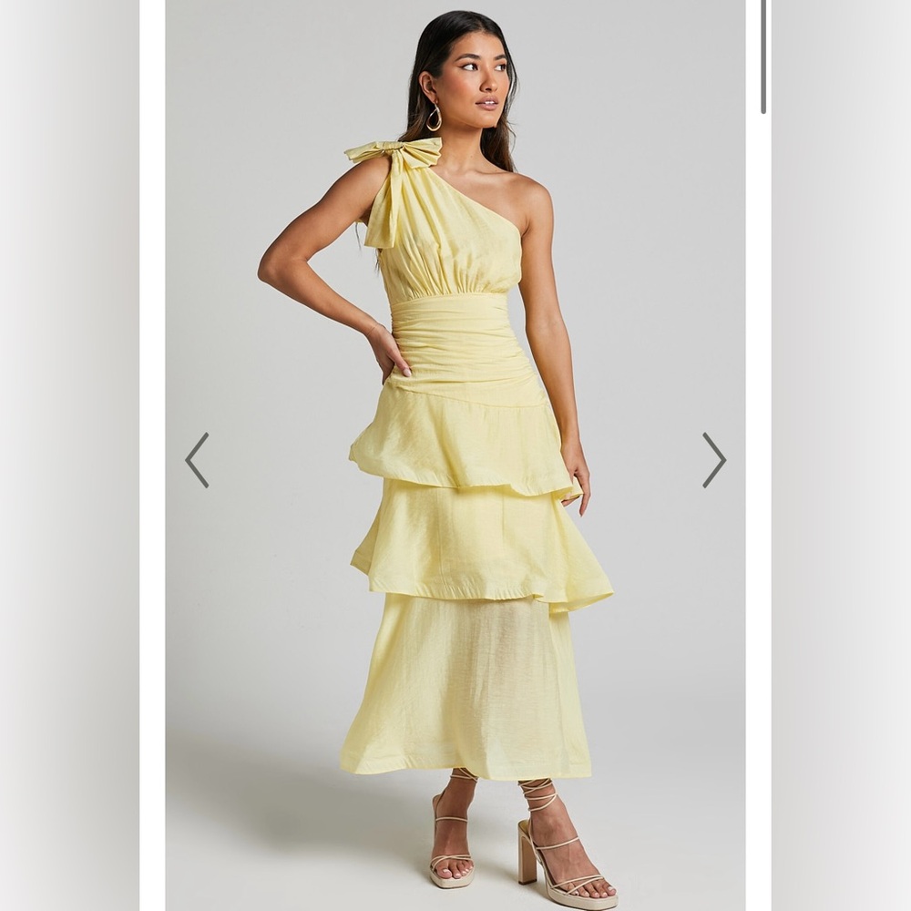 EUGENIA MIDI DRESS - ONE SHOULDER FIT AND FLARE LAYERED DRESS
